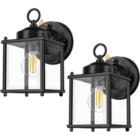 2 Pack Dusk to Dawn Sensor Outdoor Wall Sconce, Waterproof Wall Mount Lanterns - Picture 1 of 7
